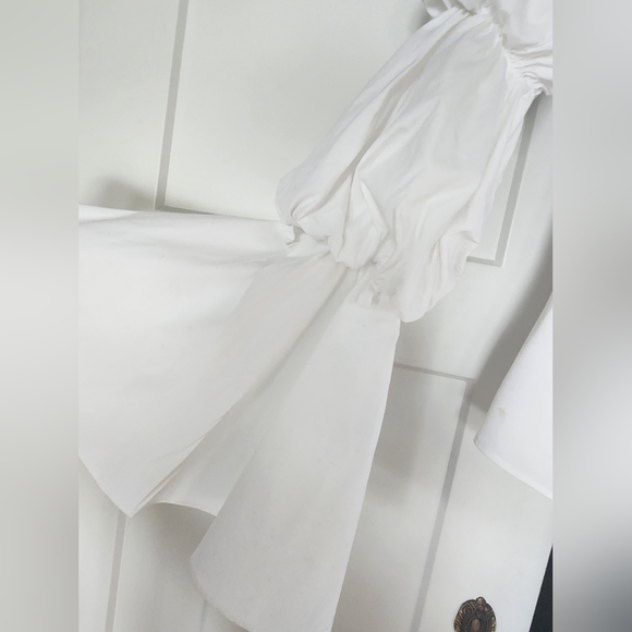 Caroline Constas Marguerite Off the Shoulder Blouse sz XS White Shirt Top Button - Picture 5 of 13